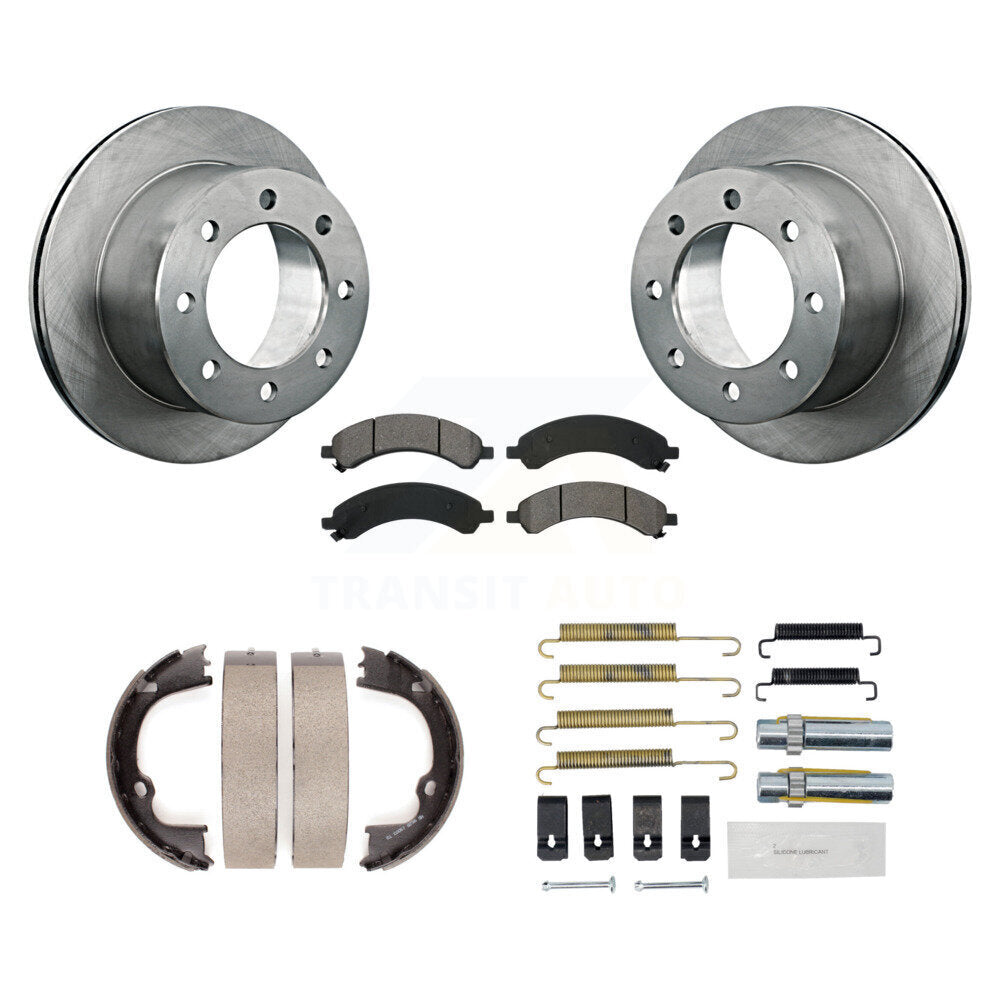 Rotors à disque arrière plaquettes semi-métalliques chaussures de frein de stationnement et Kit de matériel pour