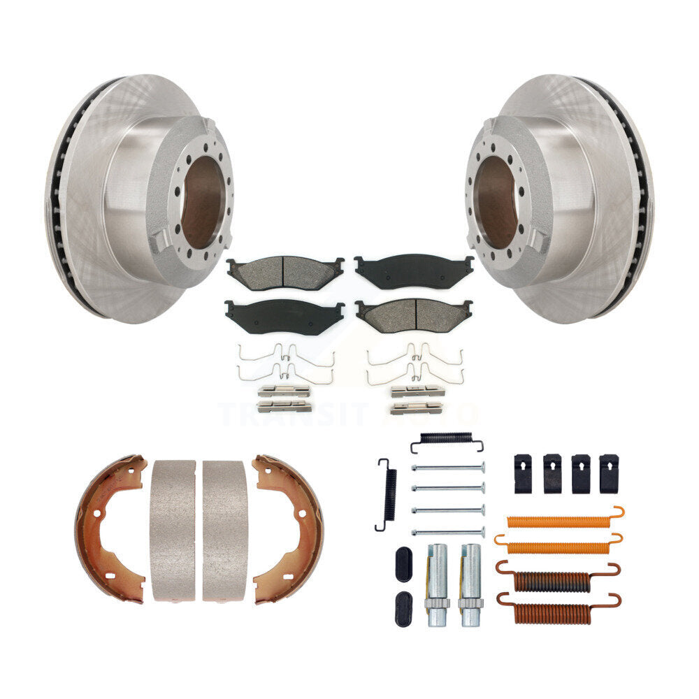 Rotors à disque arrière, patins semi-métalliques, chaussures de stationnement et Kit de quincaillerie pour Ford F-450