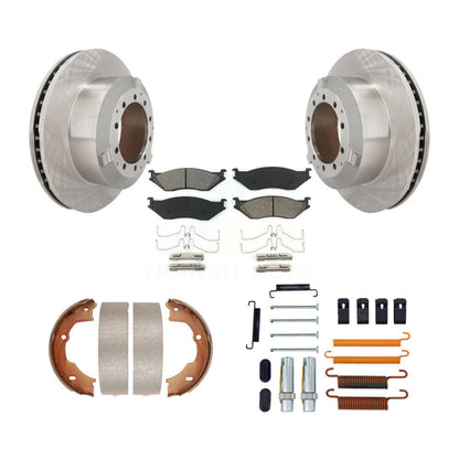 Rotors à disque arrière, patins semi-métalliques, chaussures de stationnement et Kit de quincaillerie pour Ford F-450