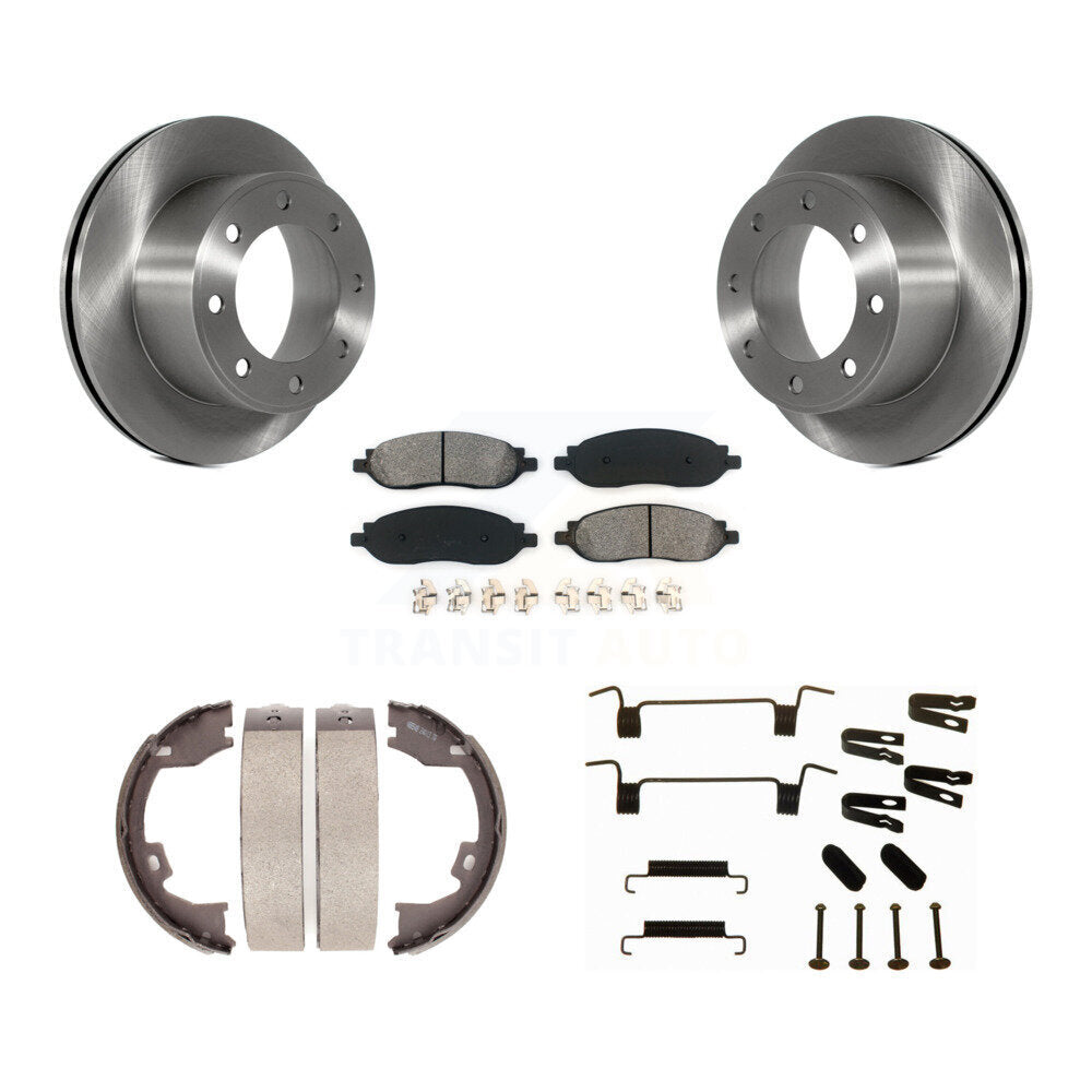 Rotors à disque arrière, patins semi-métalliques, chaussures de stationnement et Kit de quincaillerie pour Ford F-350