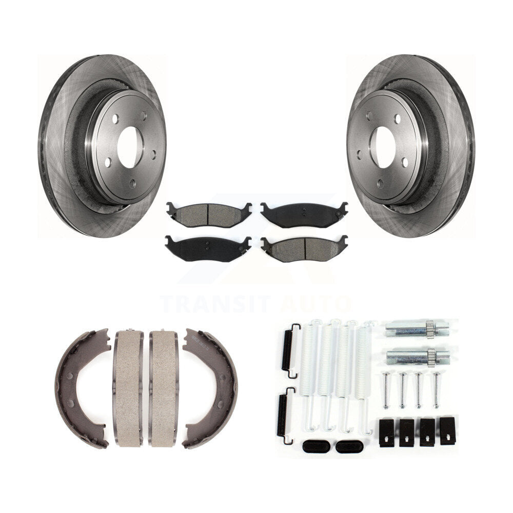 Rotors à disque arrière plaquettes semi-métalliques chaussures de frein de stationnement et Kit de matériel pour