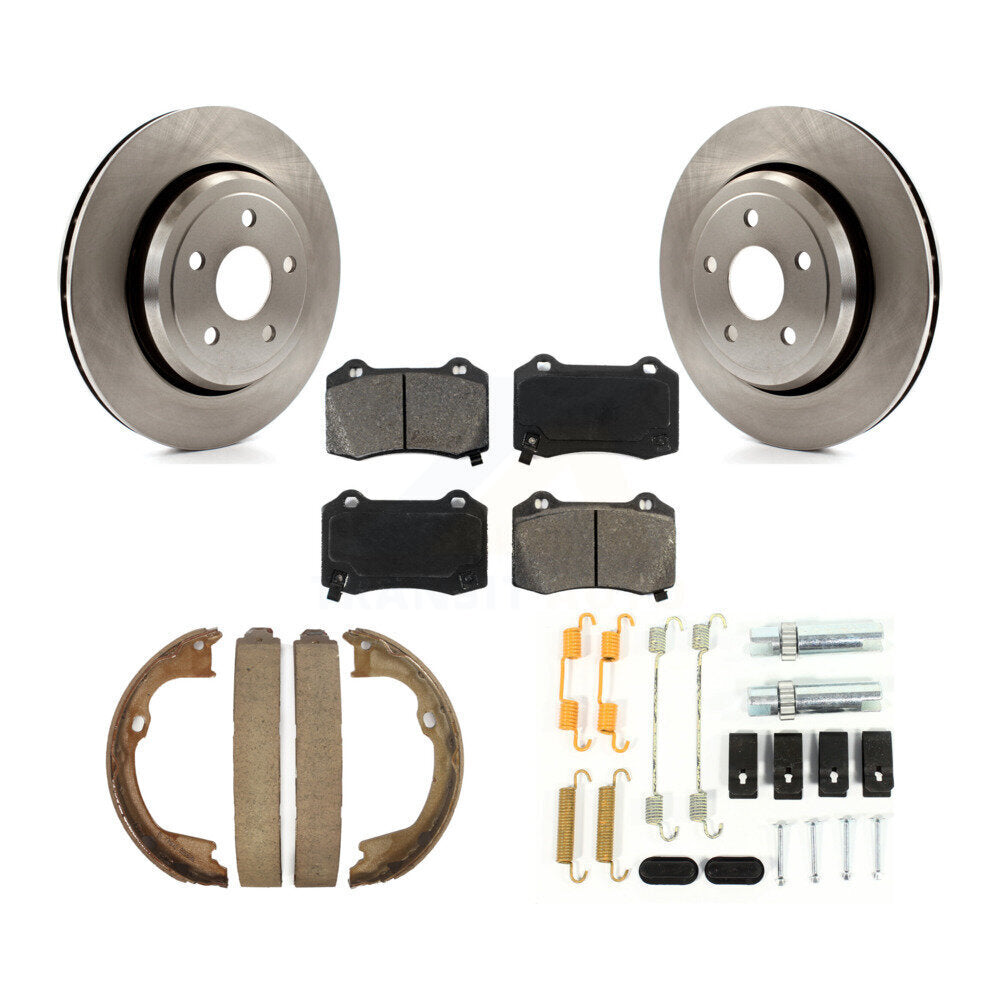 Rotors à disque arrière, plaquettes semi-métalliques, chaussures de stationnement et Kit de matériel pour Jeep Grand