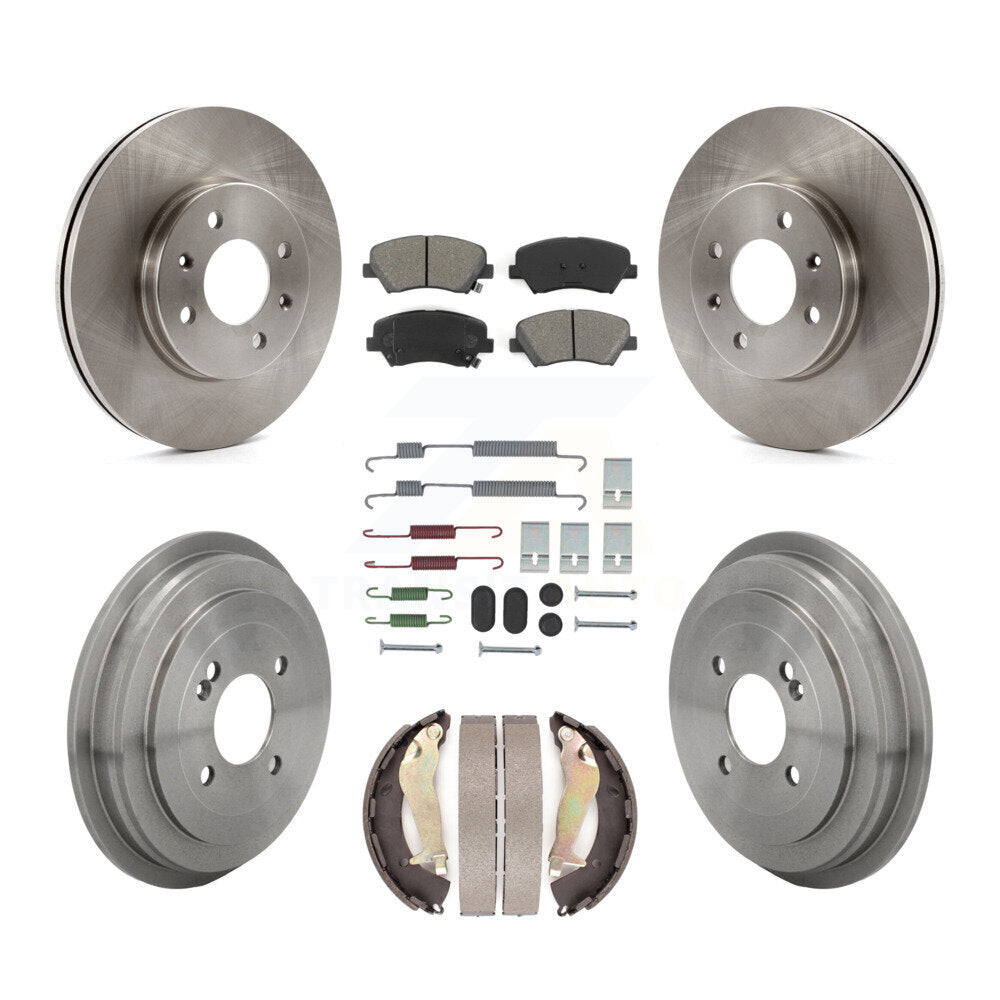 Rotors de frein à disque avant et arrière, plaquettes semi-métalliques et Kit de tambour (7 pièces) pour Kia Rio