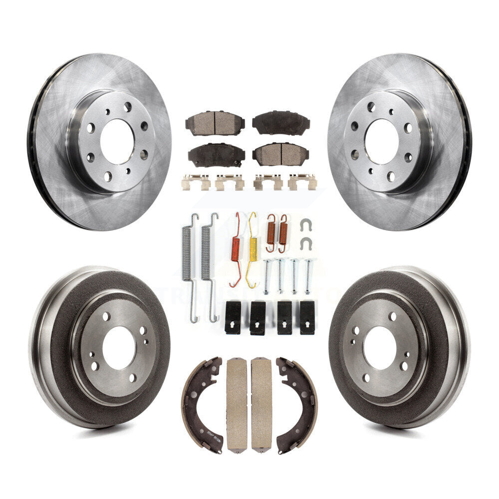 Rotors de frein à disque avant et arrière, plaquettes en céramique et Kit de tambour (7 pièces) pour Honda Civic