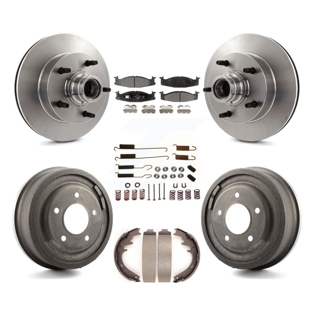 Rotors de frein à disque avant et arrière, Kit de tambour à tampons en céramique (7 pièces) pour Ford E-150 Econolin