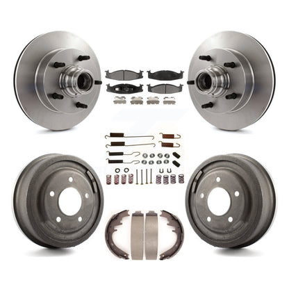 Rotors de frein à disque avant et arrière, Kit de tambour à tampons en céramique (7 pièces) pour Ford E-150 Econolin