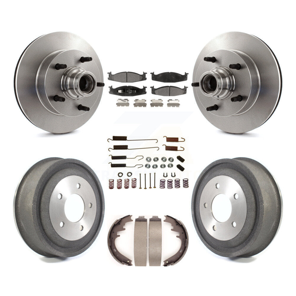 Rotors de frein à disque avant et arrière, Kit de tambour à tampons en céramique (7 pièces) pour Ford E-150 Econolin