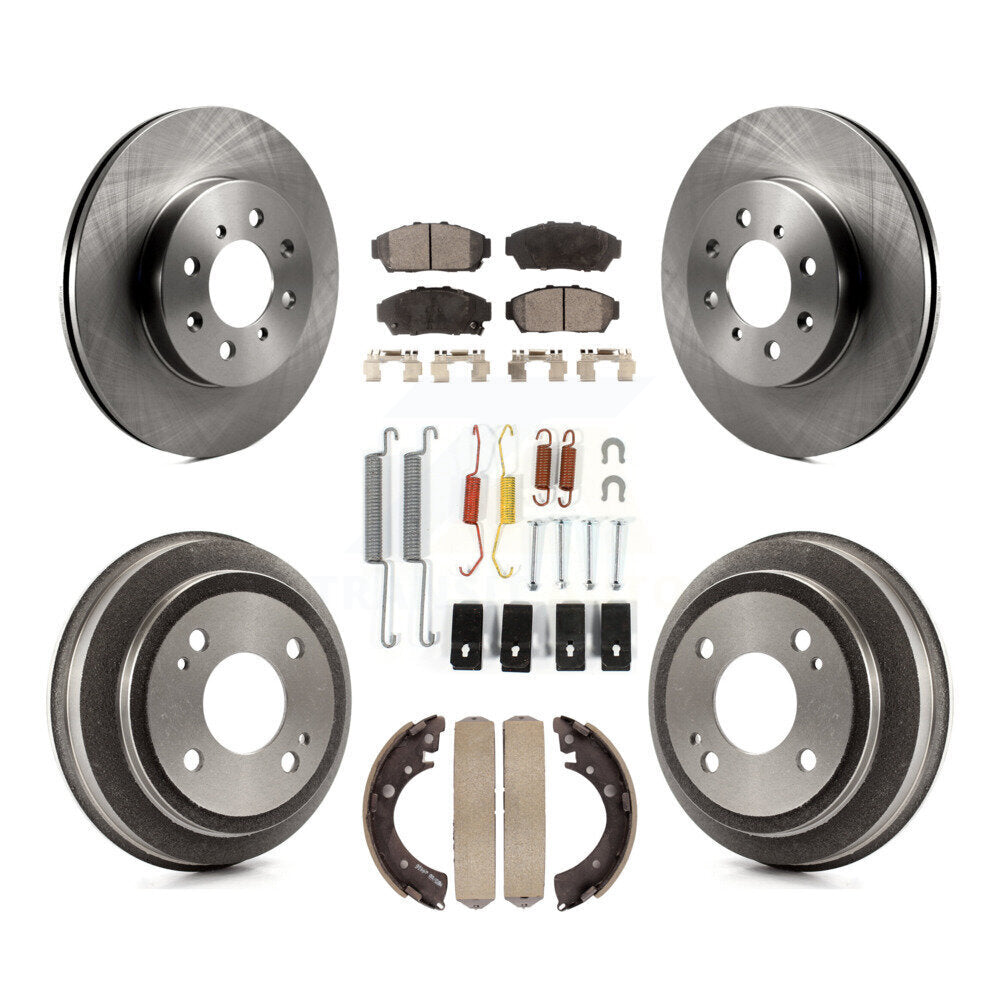 Rotors de frein à disque avant et arrière, plaquettes en céramique et Kit de tambour (7 pièces) pour Honda Civic