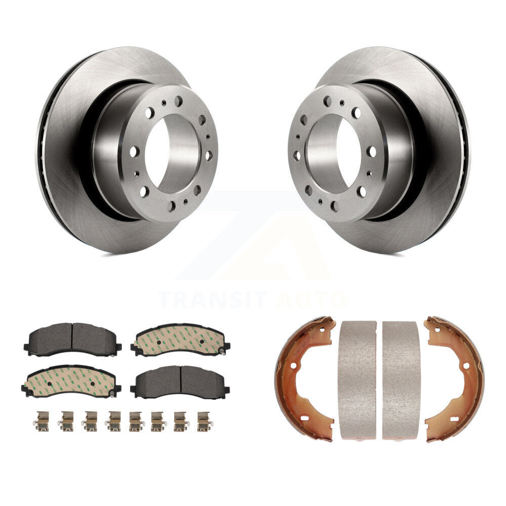 Kit de plaquettes en céramique et de patins de frein de stationnement, Rotors à disque arrière pour Ram 3500