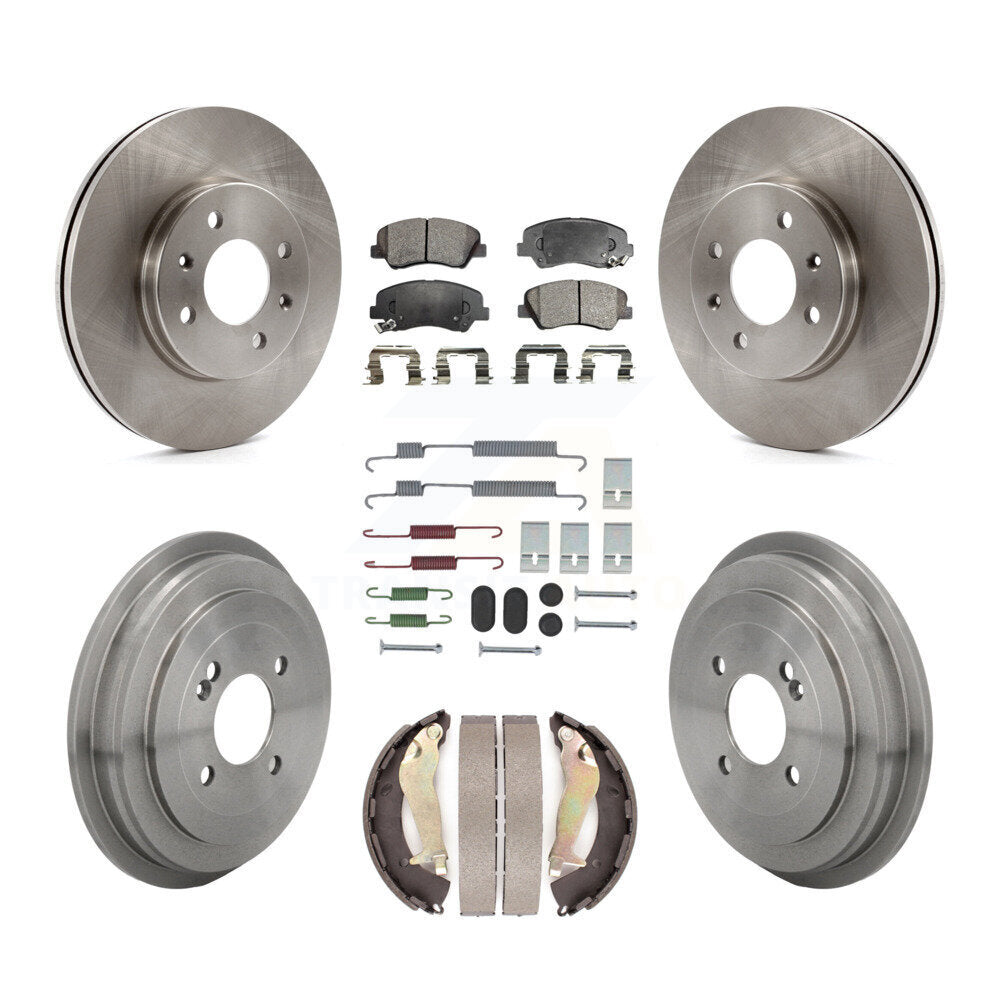 Rotors de frein à disque avant et arrière, plaquettes en céramique et Kit de tambour (7 pièces) pour Kia Rio