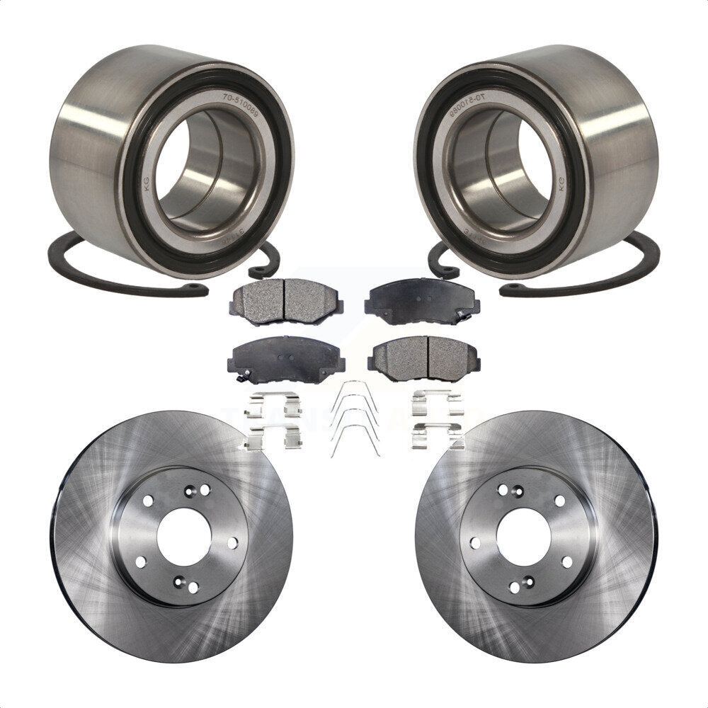 Kit de rotors de frein à disque et de plaquettes en céramique, roulement de roue avant, pour Honda Civic