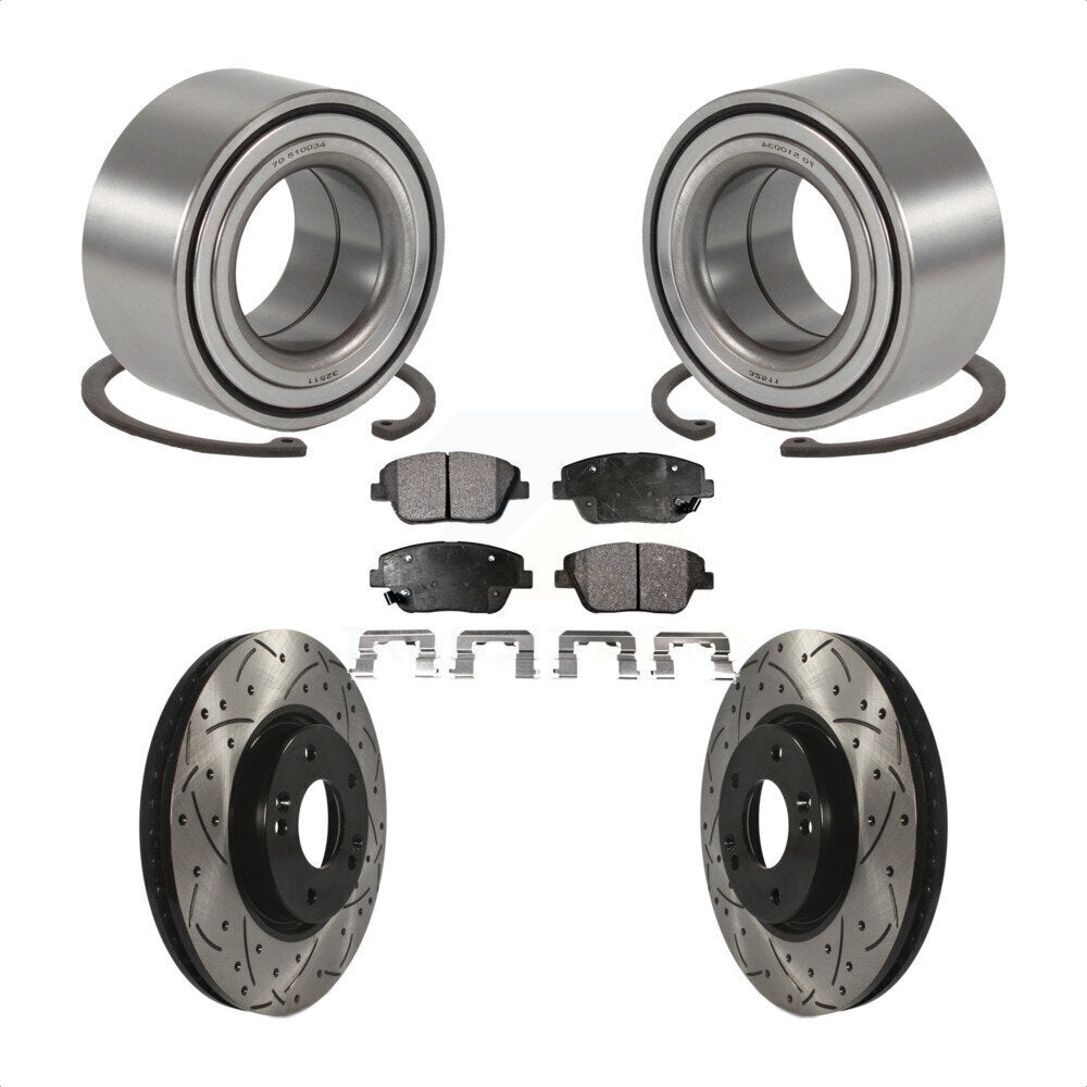 Kit de plaquettes de Rotor de frein, fente de perçage, roulement de roue avant, pour Hyundai Sonata Kia Optim