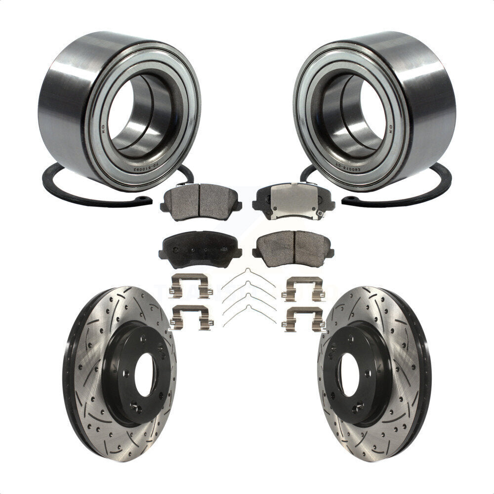 Kit de plaquettes de Rotor de frein, fente de perçage de roulement de roue avant, pour Kia Forte Hyundai Elantr
