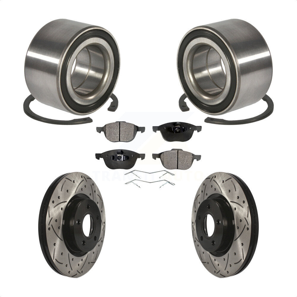 Kit de plaquettes de Rotor de frein avec fente de perçage revêtue de roulement de roue avant, pour Ford Escape c-ma