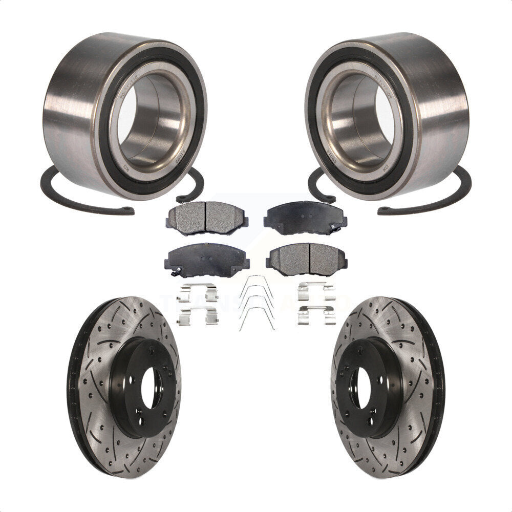 Kit de plaquettes de Rotor de frein fendues percées avec roulement de roue avant, pour Honda Accor