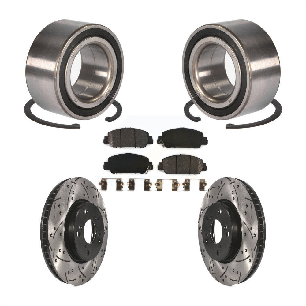 Kit de plaquettes de Rotor de frein fendues percées avec roulement de roue avant, pour Honda Accor