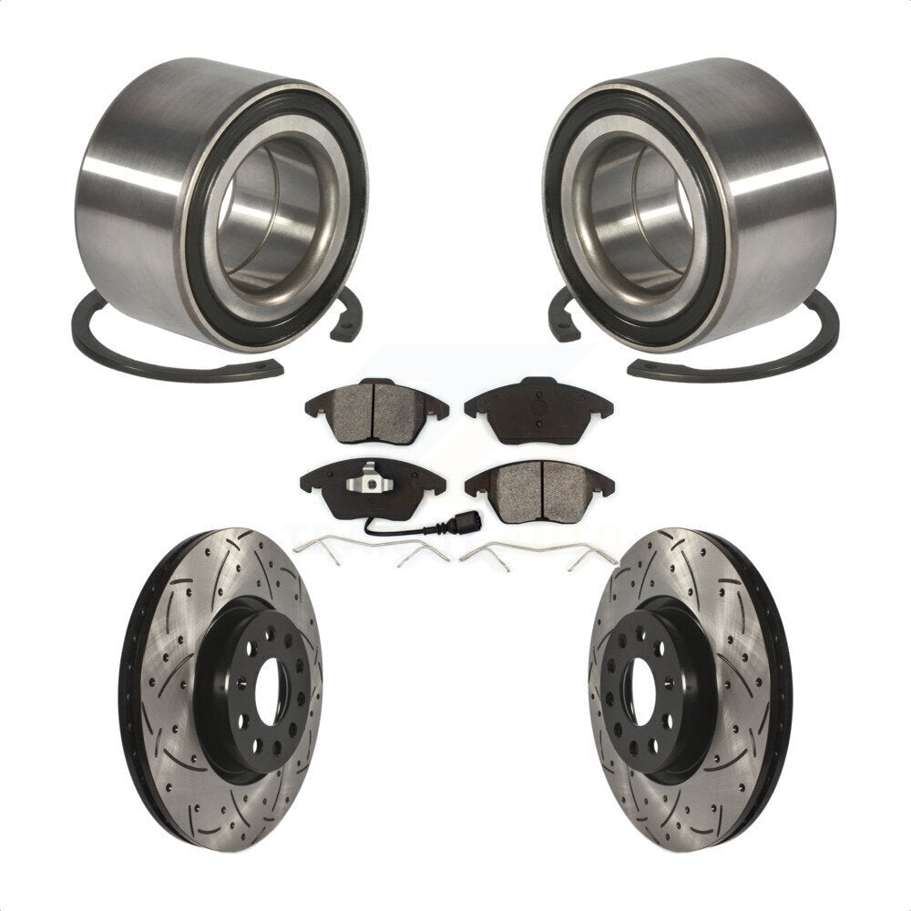 Kit de rotor et de plaquettes de frein à fente percée avec roulement avant, pour Volkswagen Jetta GT