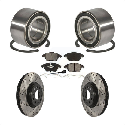 Kit de rotor et de plaquettes de frein à fente percée avec roulement avant, pour Volkswagen Jetta GT
