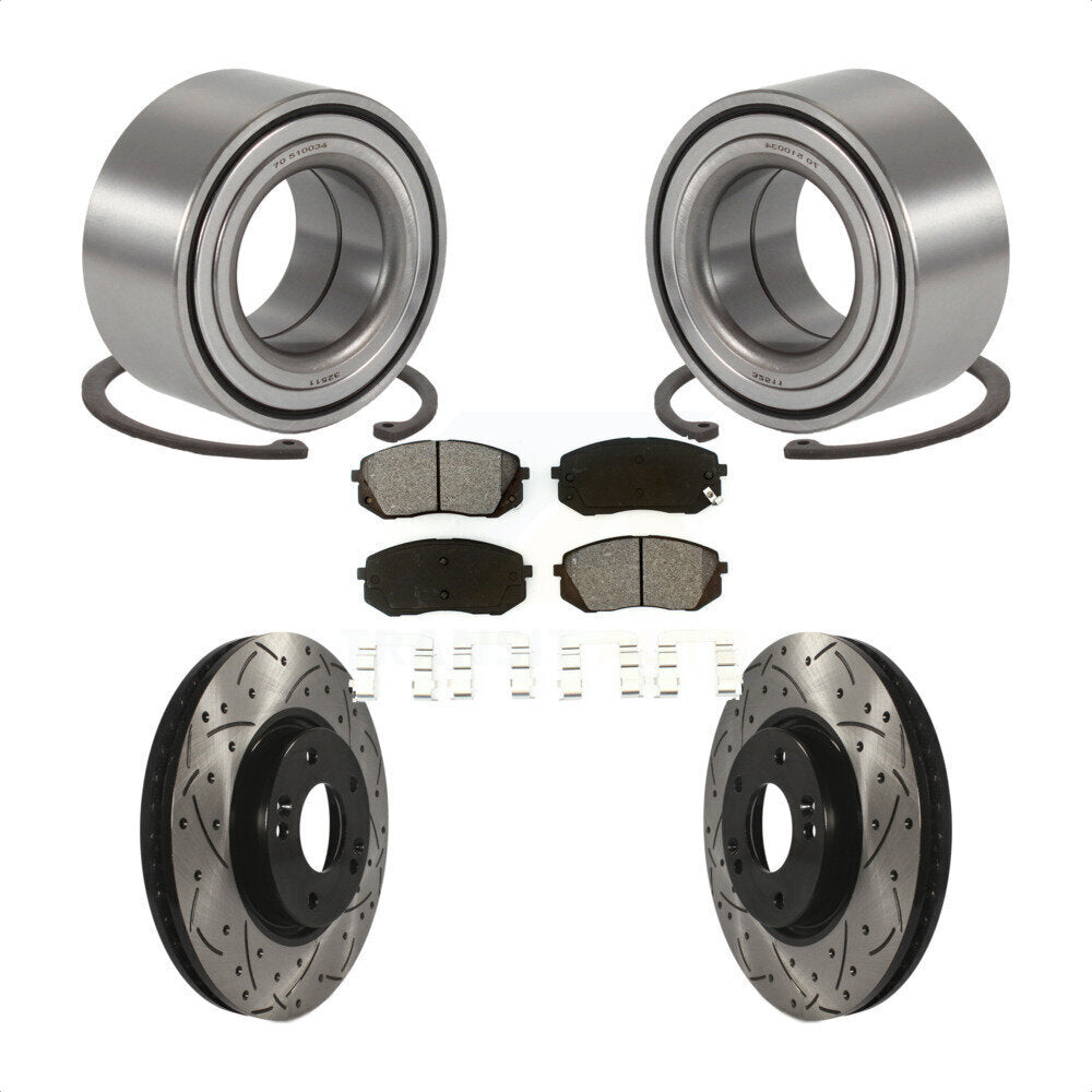 Kit de plaquettes de Rotor de frein avec fente de perçage revêtue de roulement de roue avant, pour Hyundai Tucson Ki