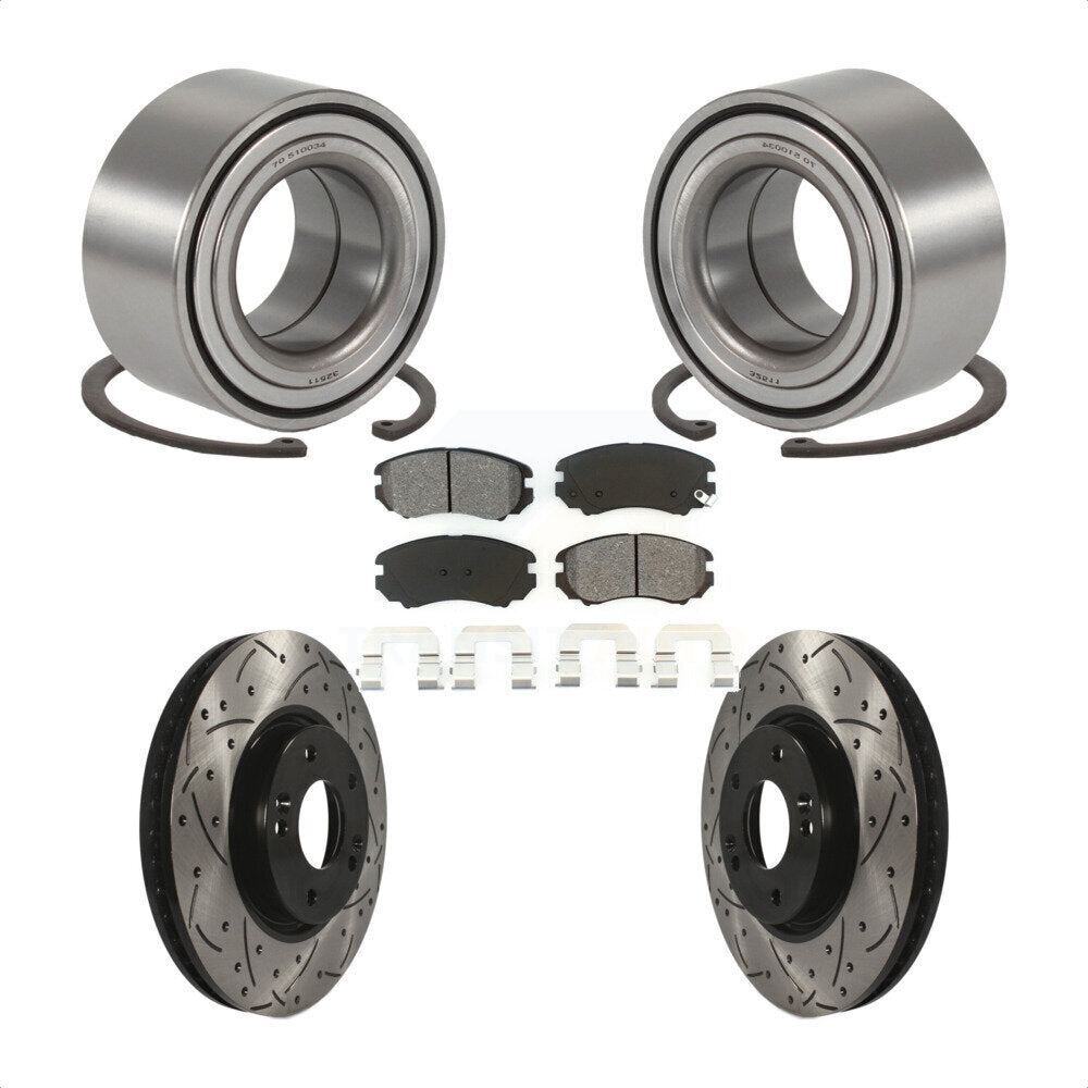 Kit de plaquettes de Rotor de frein, roulement de roue avant, fente de perçage, pour Hyundai Sonata 3.3 06-10