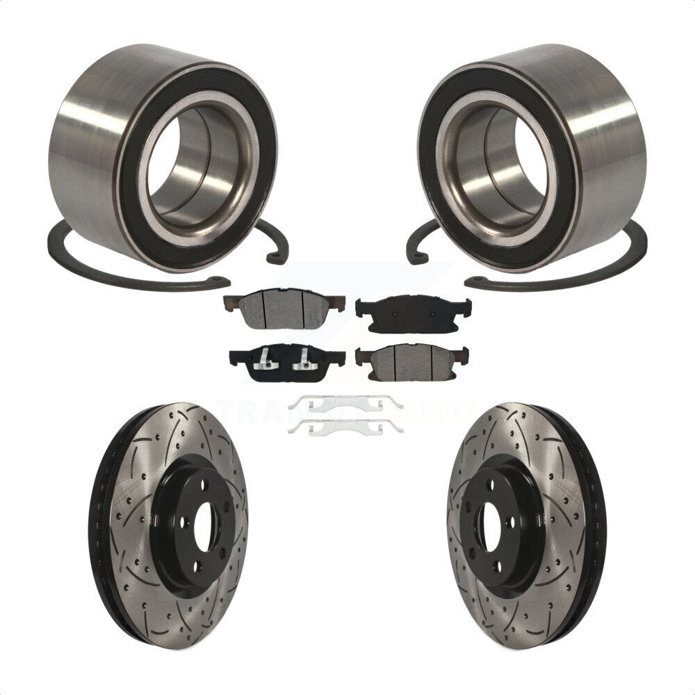 Kit de Rotor et de plaquettes de frein fendus percés avec roulement de roue avant, pour Ford Edge