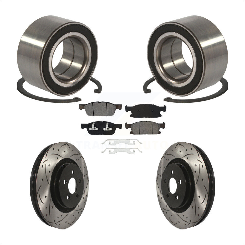 Kit de Rotor et de plaquettes de frein fendus percés avec roulement de roue avant, pour Ford Edge