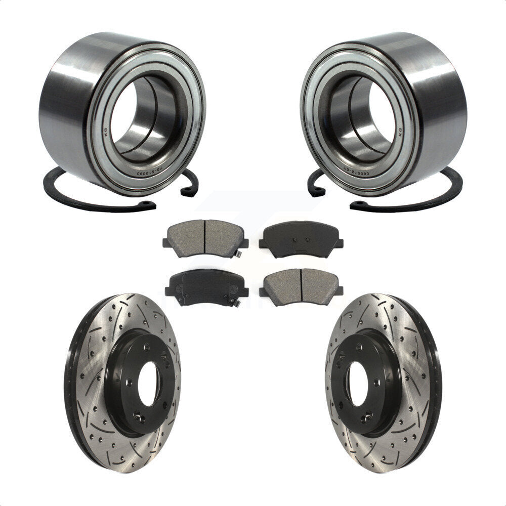 Kit de plaquettes de Rotor de frein, roulement de roue avant, fente percée, pour Hyundai Elantra GT Ki