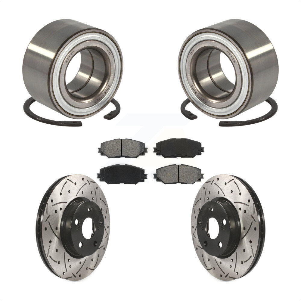 Kit de plaquettes de Rotor de frein avec fente de perçage revêtue de roulement de roue avant pour Scion x 2008 – 2014