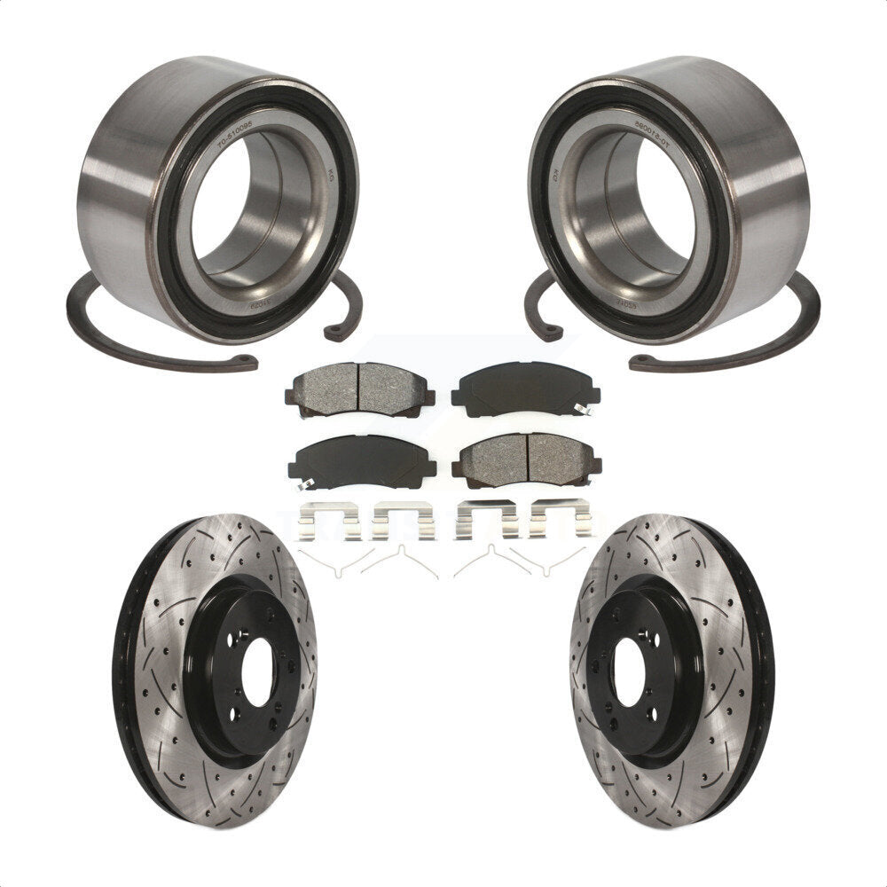 Kit de plaquettes de Rotor de frein avec fente de perçage revêtue de roulement de roue avant pour Acura T 2009 – 2014