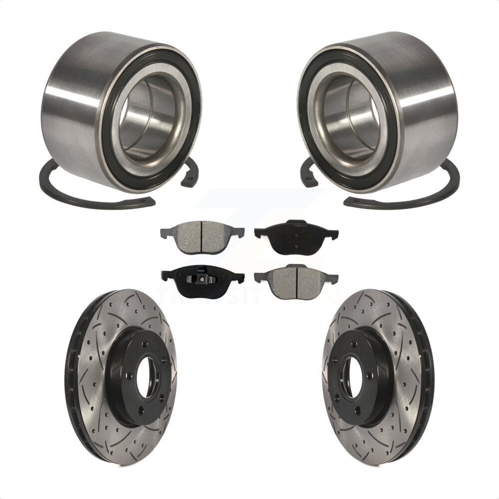 Kit de plaquettes de Rotor de frein à fente percée, roulement de roue avant, pour Ford Focus c-ma
