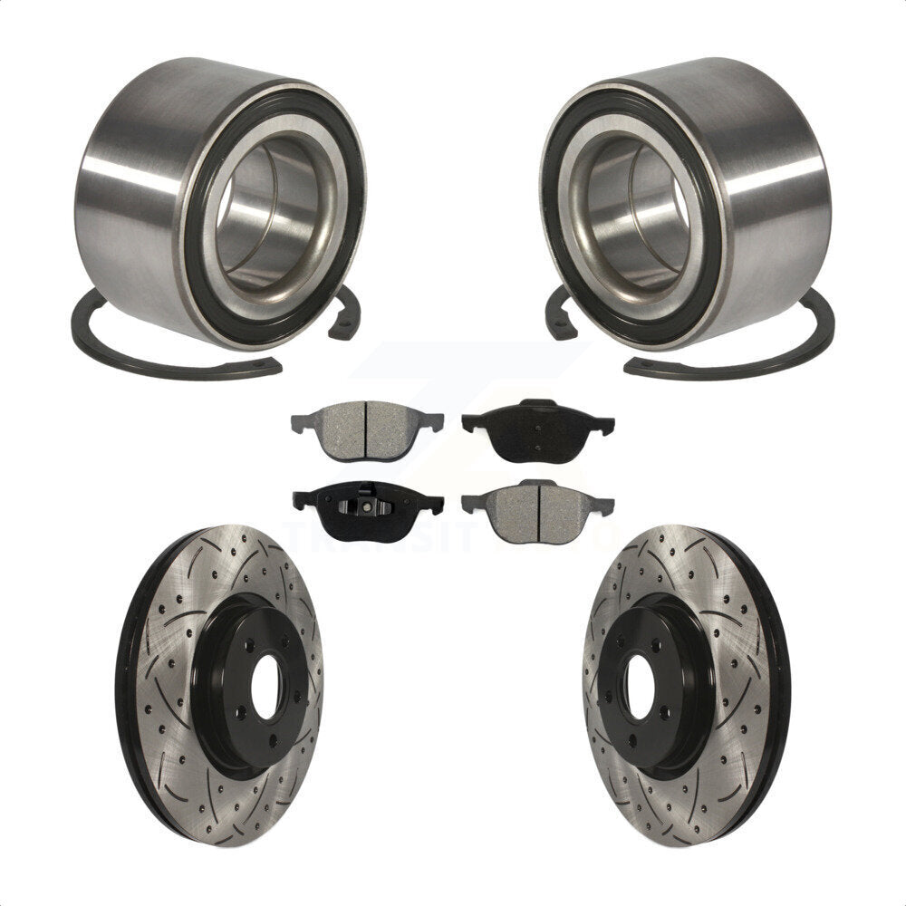 Kit de plaquettes de Rotor de frein, roulement de roue avant, fente de perçage, pour Ford Transit Connect