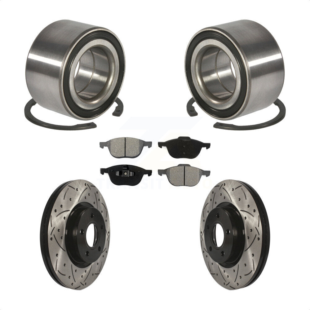 Kit de plaquettes de Rotor de frein avec fente de perçage revêtue de roulement de roue avant, pour Ford Escape c-ma