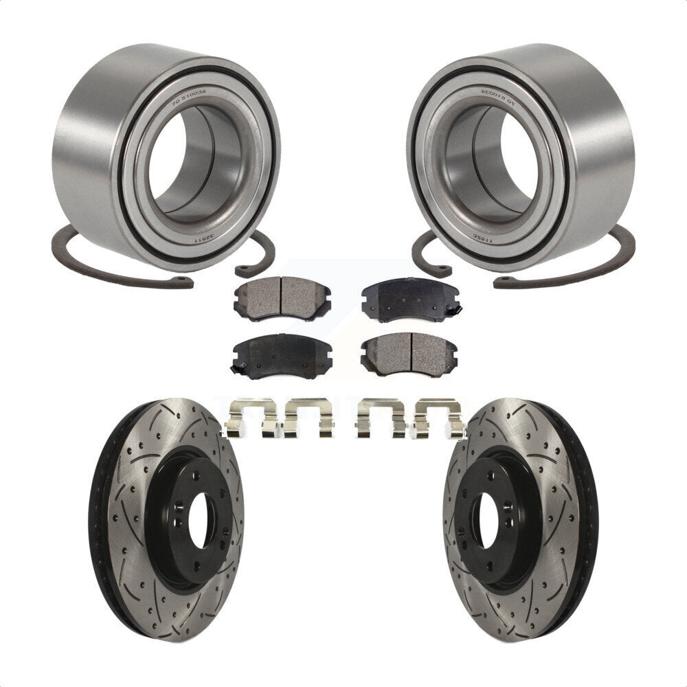 Kit de plaquettes de Rotor de frein, roulement de roue avant, fente de perçage, pour Hyundai Sonata 3.3 06-10