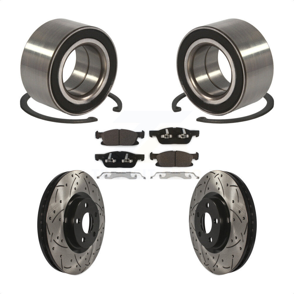 Kit de Rotor et de plaquettes de frein fendus percés avec roulement de roue avant, pour Ford Edge