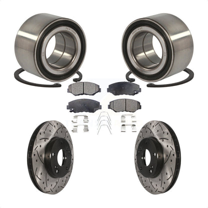 Kit de rotor et de plaquettes de frein à fente percé avec roulement de roue avant pour Honda Civi