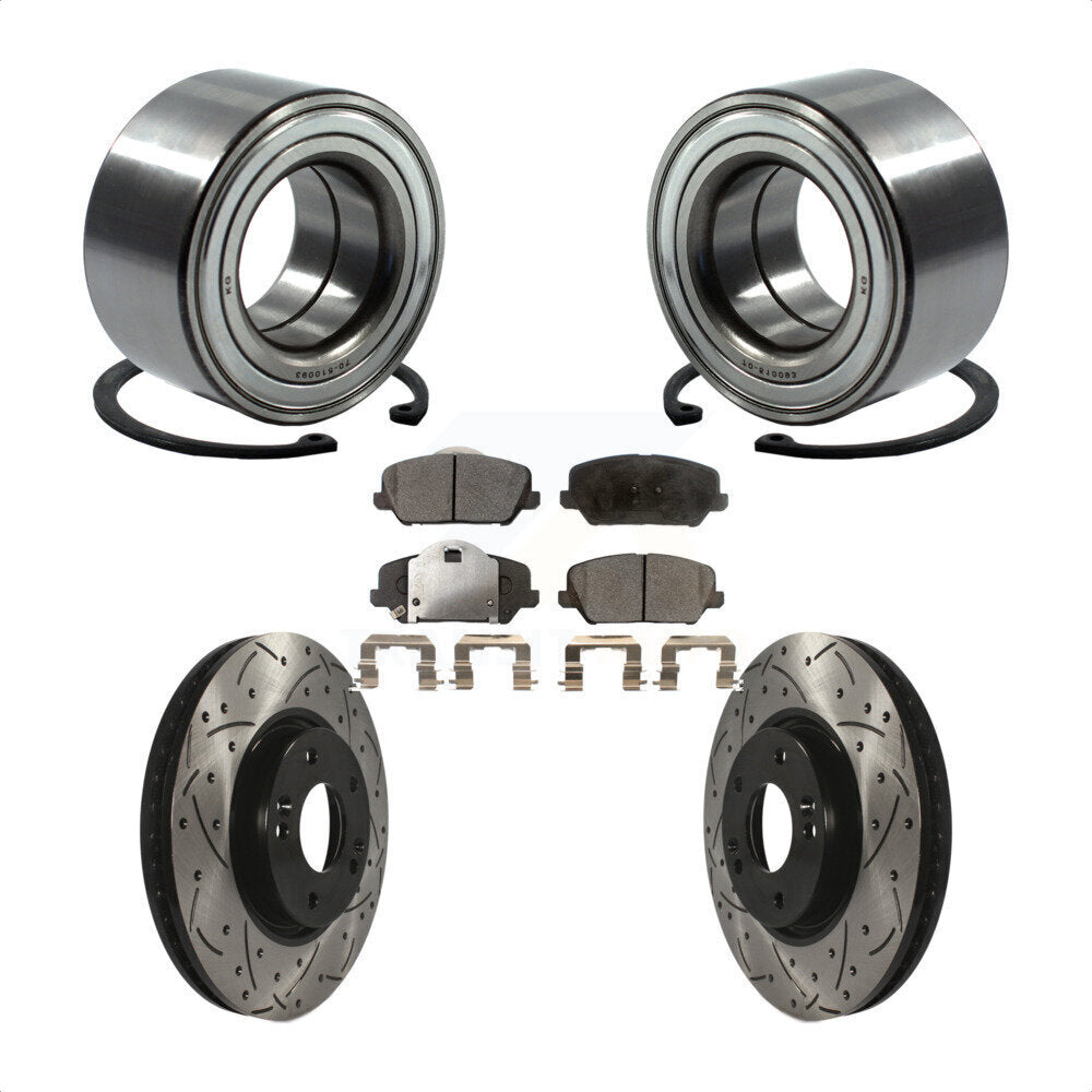 Kit de Rotor et de plaquettes de frein, roulement de roue avant, fente percée, pour Kia Forte Forte5 Kou