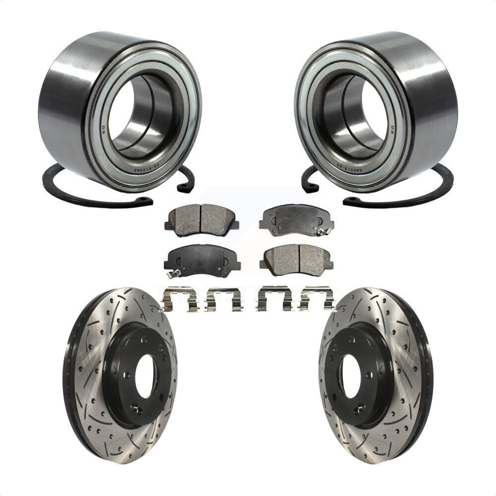 Kit de plaquettes de Rotor de frein, roulement de roue avant, fente percée, pour Hyundai Elantra GT Ki