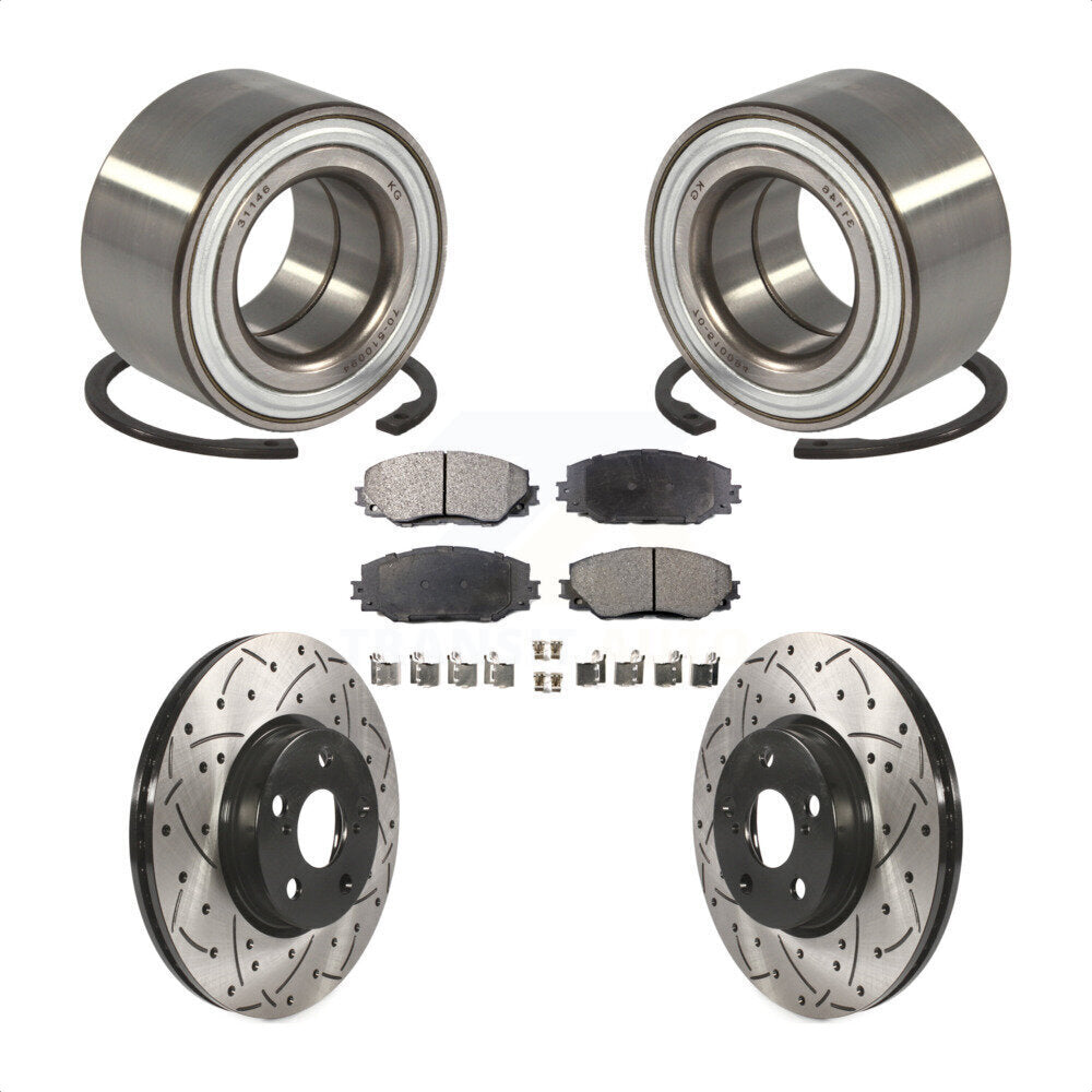 Kit de plaquettes de Rotor de frein avec fente de perçage revêtue de roulement de roue avant pour Scion x 2008 – 2014
