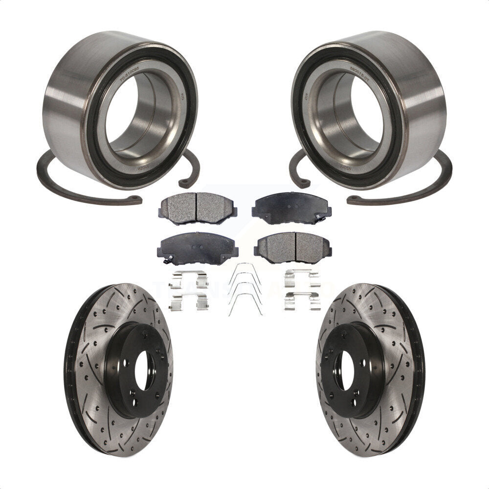 Kit de plaquettes de Rotor de frein fendues percées avec roulement de roue avant, pour Honda Accor