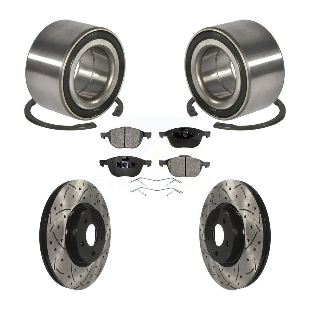 Kit de plaquettes de Rotor de frein, roulement de roue avant, fente de perçage, pour Ford Transit Connect