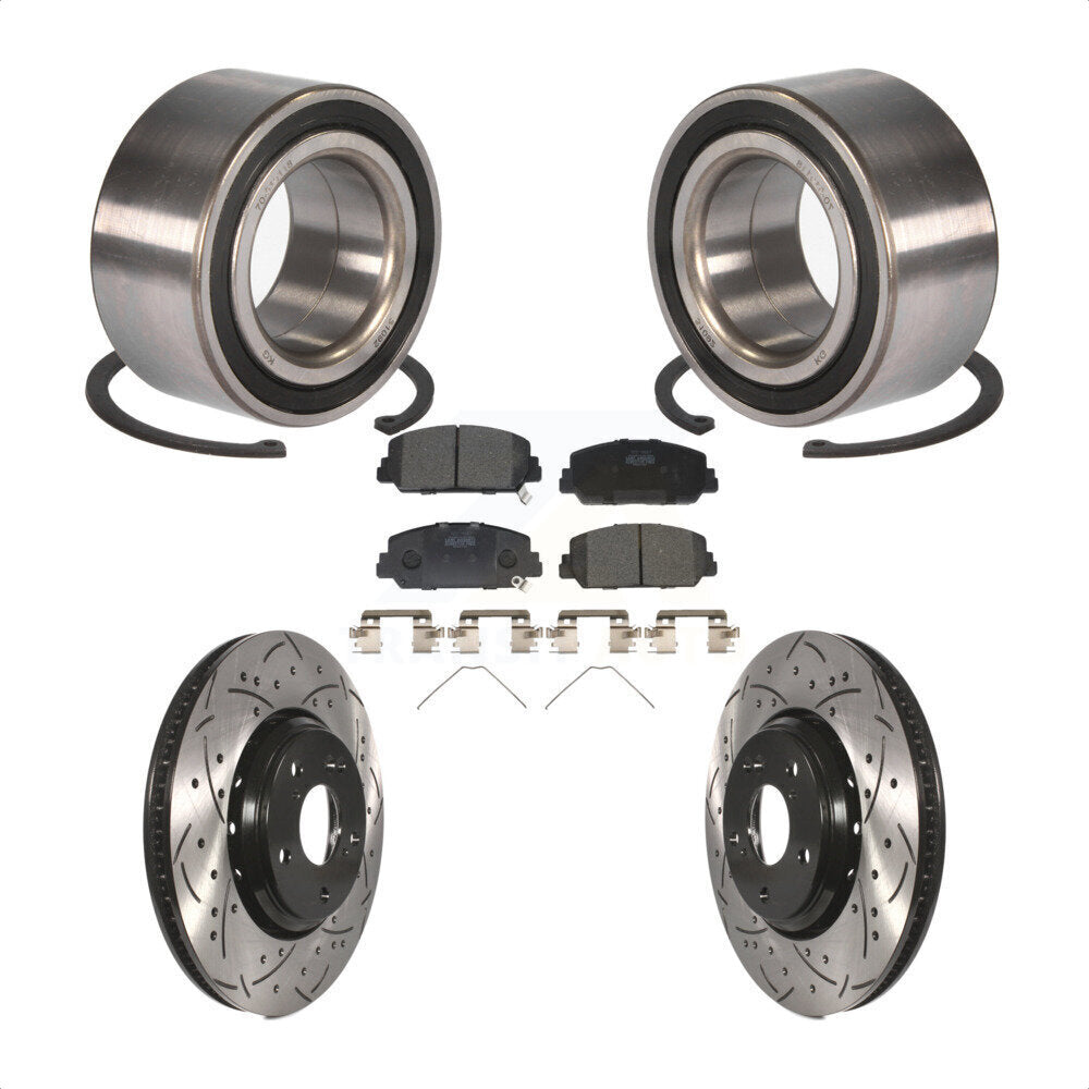 Kit de plaquettes de Rotor de frein fendues percées avec roulement de roue avant, pour Honda Accor