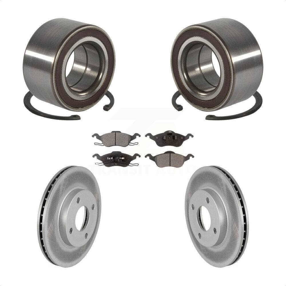Kit de rotors et plaquettes de frein à disque enduits de roulement de roue avant pour Ford Focus