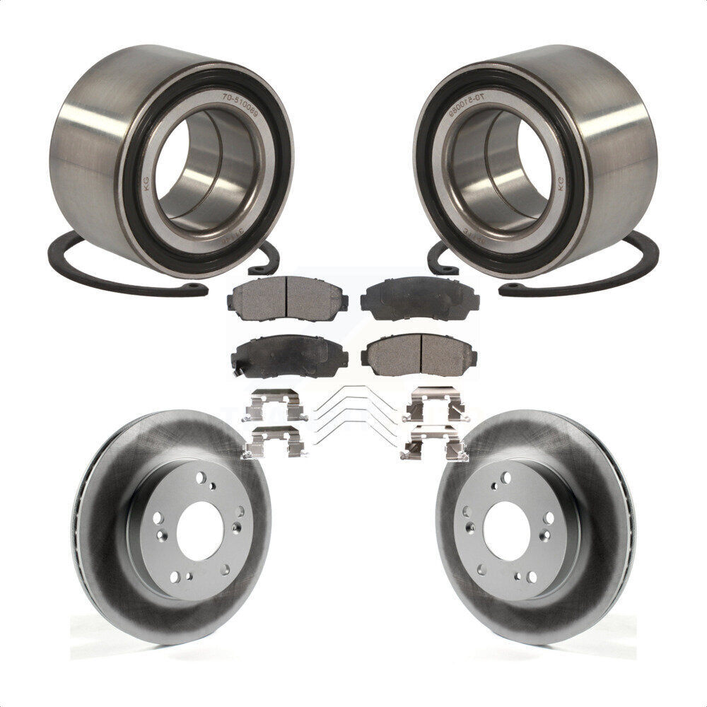 Kit de rotors et plaquettes de frein à disque enduits de roulement de roue avant pour Honda Civic