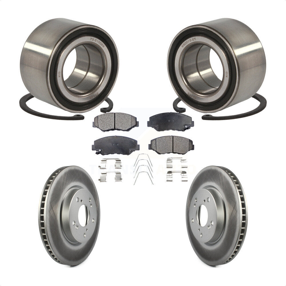 Kit de rotors et plaquettes de frein à disque enduits de roulement de roue avant pour Honda Civic
