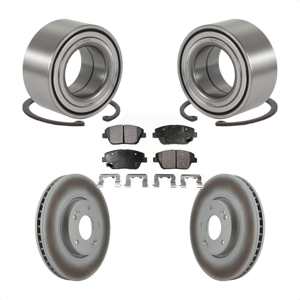 Front Wheel Bearing Coated Brake Rotor And Pad Kit For Hyundai Sonata Kia Optim