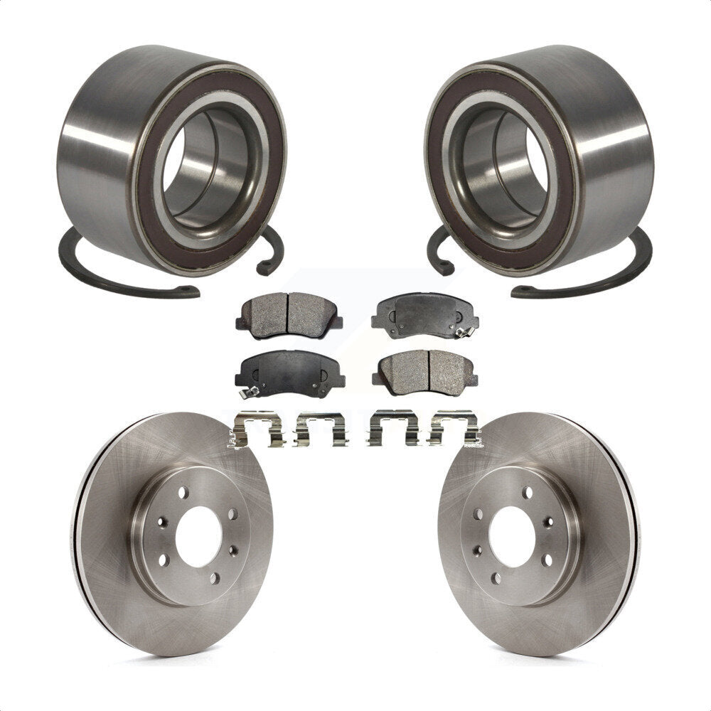 Kit de rotors de frein à disque et de plaquettes semi-métalliques, roulement de roue avant, pour Kia Rio