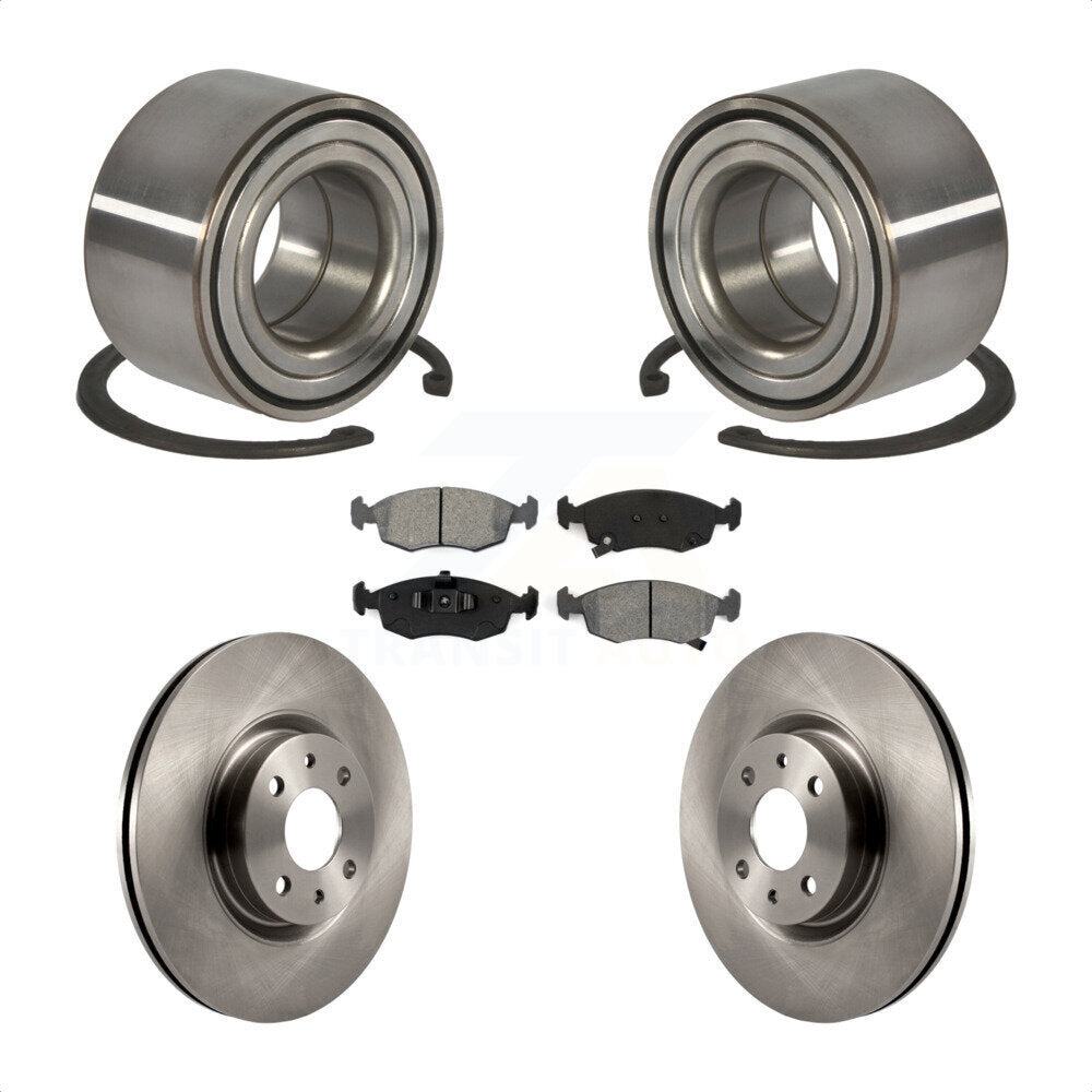 Kit de rotors de frein à disque et de plaquettes semi-métalliques, roulement de roue avant, pour Fiat 500