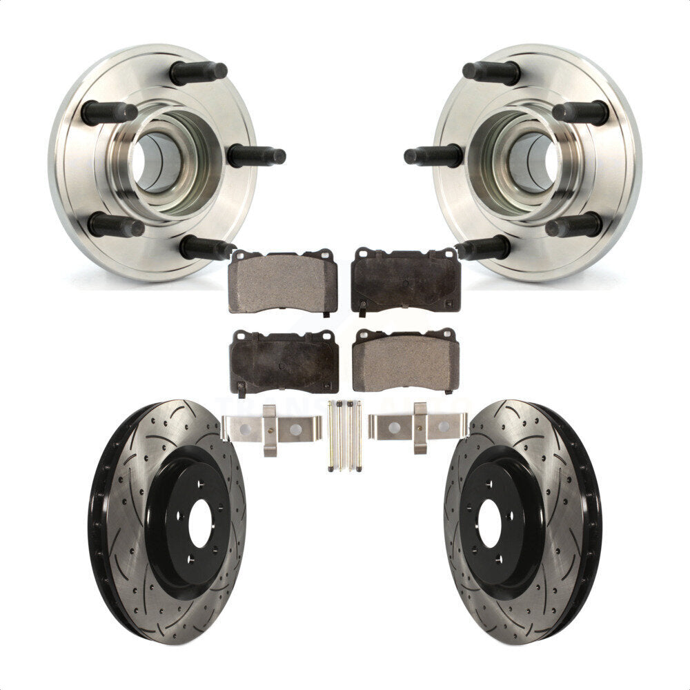 Kit de plaquettes de Rotor de frein, ensemble de roulements de moyeu avant, fente de perçage, pour Ford Mustang