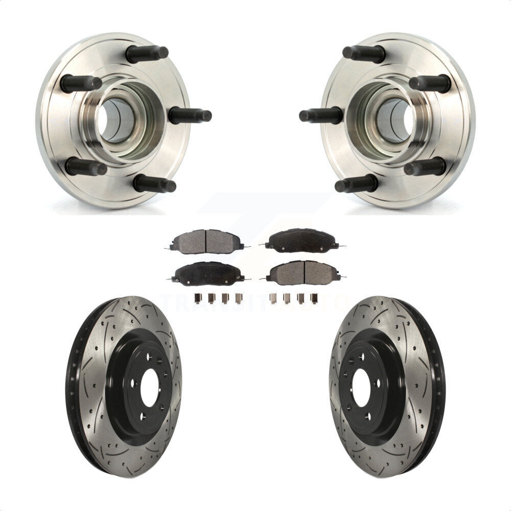 Kit de plaquettes de Rotor de frein, ensemble de roulements de moyeu avant, fente de perçage, pour Ford Mustang