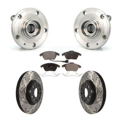 Kit de plaquettes de Rotor de frein, roulement de moyeu avant, fente de perçage, pour Volkswagen Jetta Beetle GT
